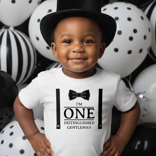 Camiseta Para Bebê Boy 1st Birthday One Distinguished Gentleman (Boy 1st Birthday One Distinguished Gentleman Baby T-Shirt
)