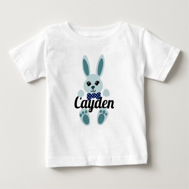 Camiseta Para Bebê Boy Easter Bunny Personalizado (Frente)