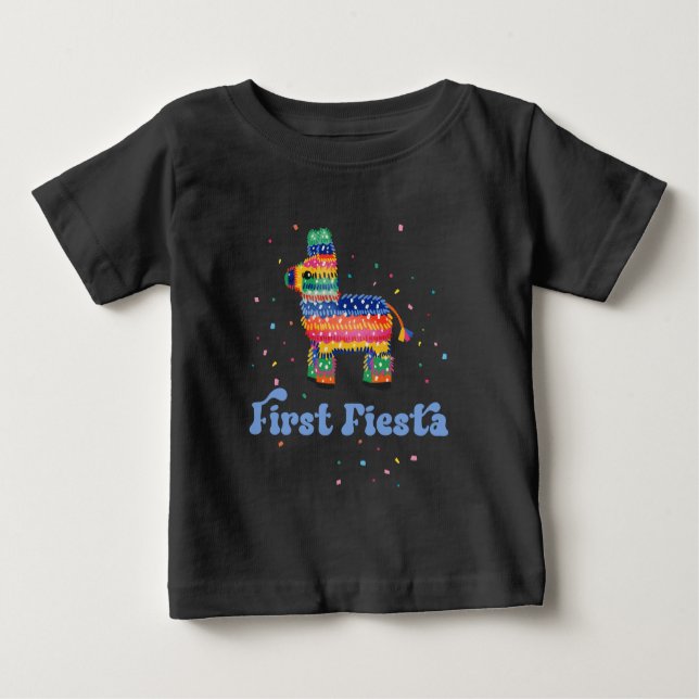 Camiseta Para Bebê Boy First Fiesta Birthday (Frente)