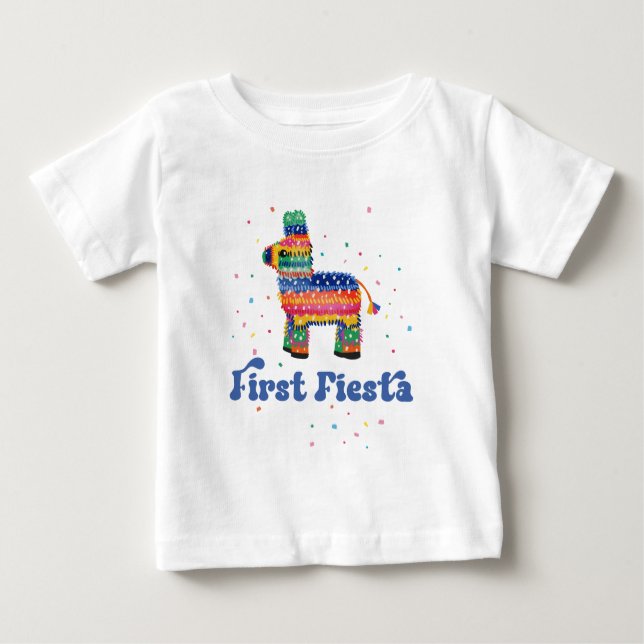 Camiseta Para Bebê Boy First Fiesta Birthday (Frente)