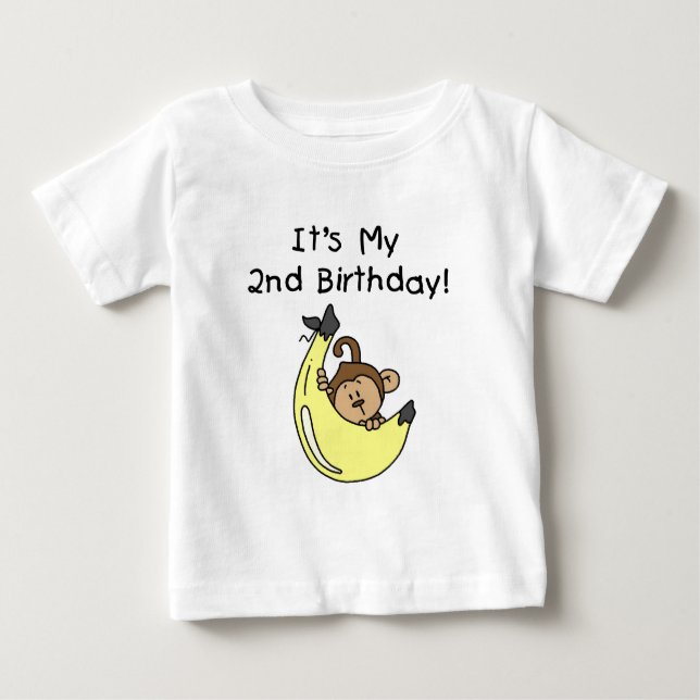 Camiseta Para Bebê Boy Monkey no segundo aniversário da Banana (Frente)