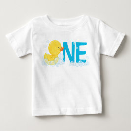Camiseta Para Bebê Boy Watercolor Rubber Duque ONE + Nome no Verso