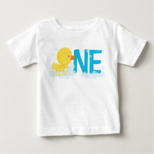 Camiseta Para Bebê Boy Watercolor Rubber Duque ONE + Nome no Verso