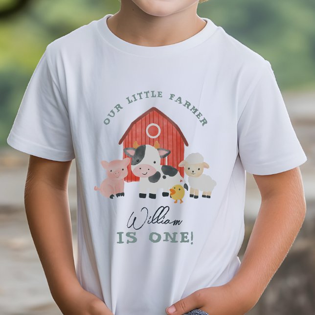 Camiseta Para Bebê Boys Cute Farm Animal Kids Birthday (Criador carregado)