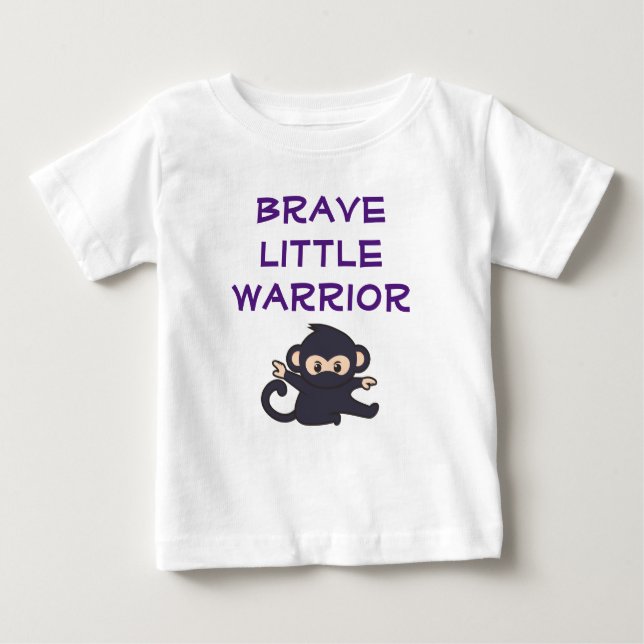 Camiseta Para Bebê Braço do Guerreiro Engraçado Cartoon Ninja Monkey (Frente)