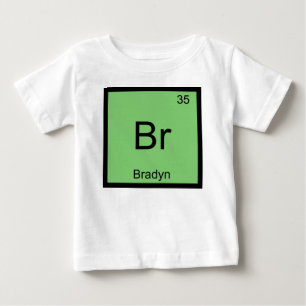 Camiseta Para Bebê Bradyn Name Chemistry Elemento de Química Mesa Pe