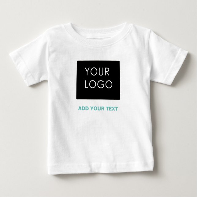 Camiseta Para Bebê Branco da empresa de logotipo personalizado (Frente)