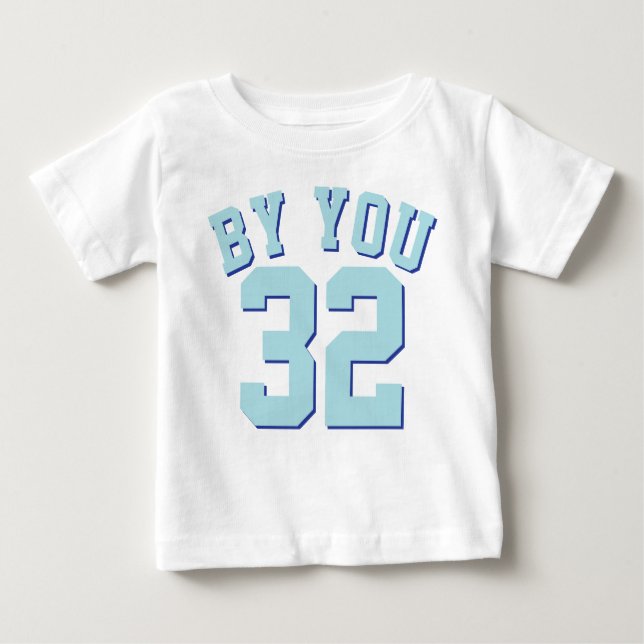Camiseta Para Bebê Branco e Aqua Bebê | Design de Sports Jersey (Frente)
