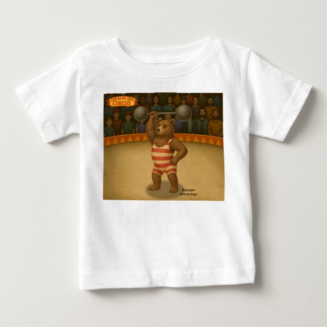 Camiseta Para Bebê Brandon, urso forte do circo (Frente)