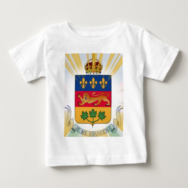 Camiseta Para Bebê Brasão de Armas de Quebec (Frente)