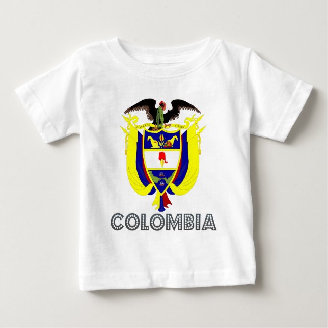 Camiseta Para Bebê Brasão de Colômbia (Frente)