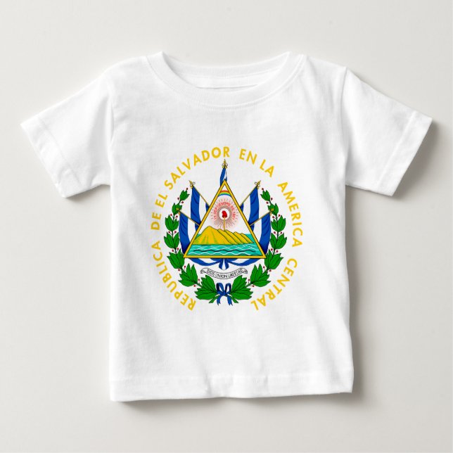 Camiseta Para Bebê Brasão de El Salvador (Frente)