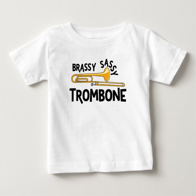 Camiseta Para Bebê Brassy Sassy Trombone (Frente)
