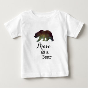 Camiseta Para Bebê Brava como tipografia da aquarela do urso