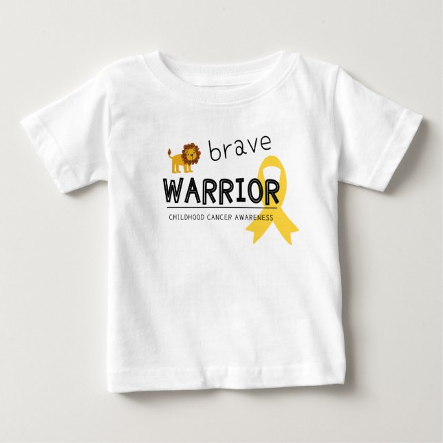 Camiseta Para Bebê bravo guerreiro leão cancer de infância T-Shirt (Frente)
