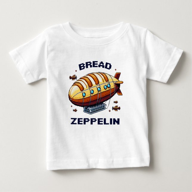 Camiseta Para Bebê Bread Zeppelin - Design da Aeronave de Arte em Pix (Frente)