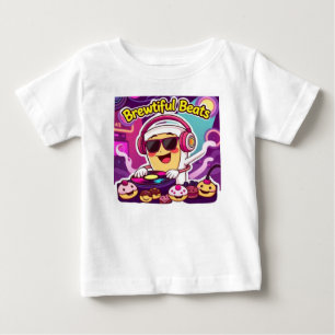 Camiseta Para Bebê "Breve Beats - DJ Coffee Cup Cartoon Sticker"