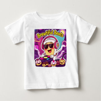 Camiseta Para Bebê "Breve Beats - DJ Coffee Cup Cartoon Sticker"