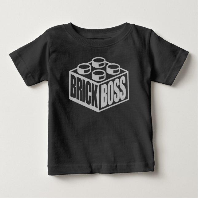 Camiseta Para Bebê Brick Boss (Frente)