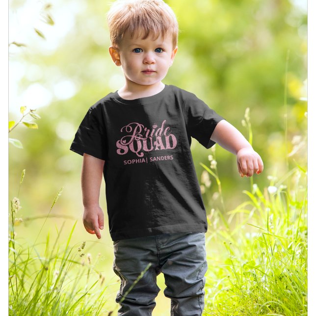 Camiseta Para Bebê Bride Squad Modern Bright Pink (Criador carregado)