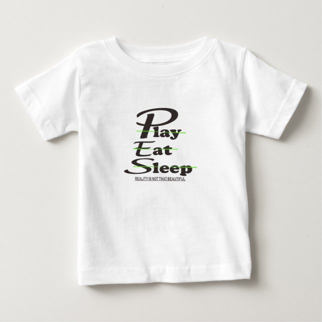 Camiseta Para Bebê brincar comer dormir (Frente)