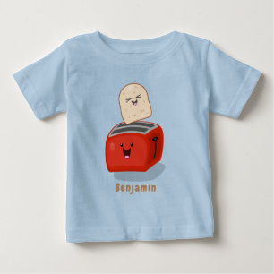 Camiseta Para Bebê Brinde de kawaii e desenho animado em torradeira v