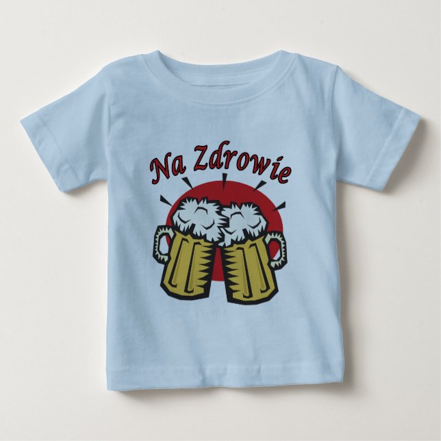Camiseta Para Bebê Brinde do Na Zdrowie com canecas de cerveja (Frente)
