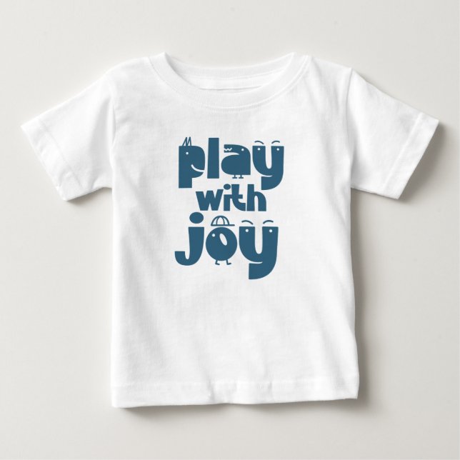 Camiseta Para Bebê Brinque Com Animais Fofos Alegres (Frente)
