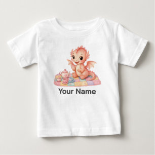 Camiseta Para Bebê Brinquedo de Dragão de Bebê Personalizado Fofa Chá