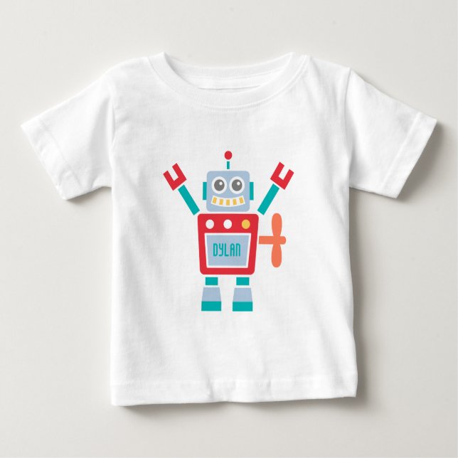 Camiseta Para Bebê Brinquedo De Robô Fresco Para Bebês (Frente)