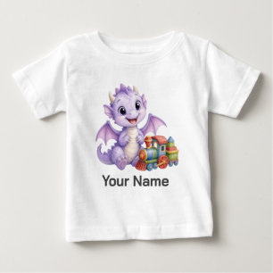 Camiseta Para Bebê Brinquedo Trem Dragão de Bebê Adorável Personaliza