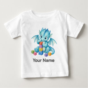 Camiseta Para Bebê Brinquedos de Bloco de Dragão Bebê Personalizados