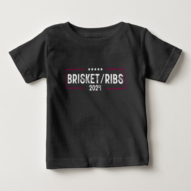 Camiseta Para Bebê Brisket Ribs 2024 Barbecue Eleição Política (Frente)