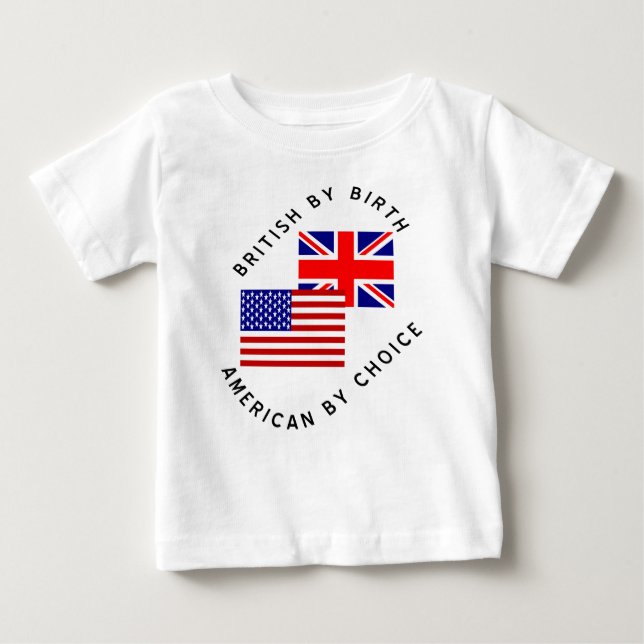 Camiseta Para Bebê British By Birds American By Choice (Frente)