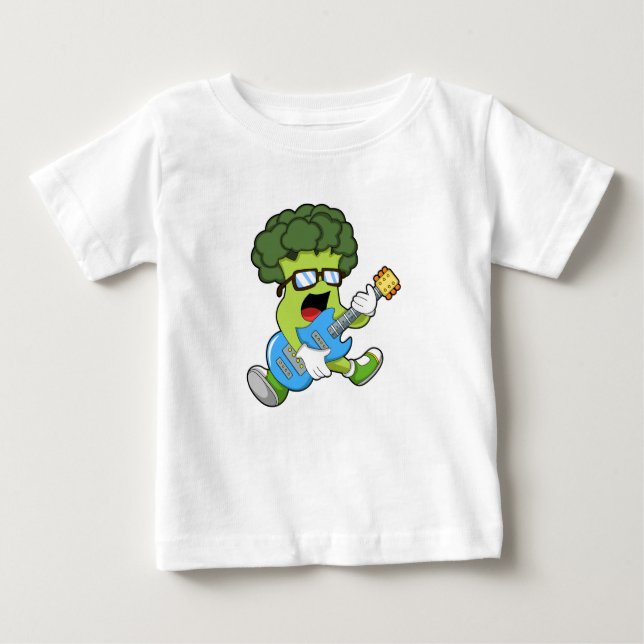 Camiseta Para Bebê Broccoli como músico com guitarra (Frente)