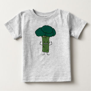 Camiseta Para Bebê Brócolos que dobram o vegetal feliz do verde da