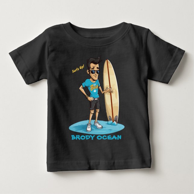 Camiseta Para Bebê Brody Ocean Wavecrest (Frente)