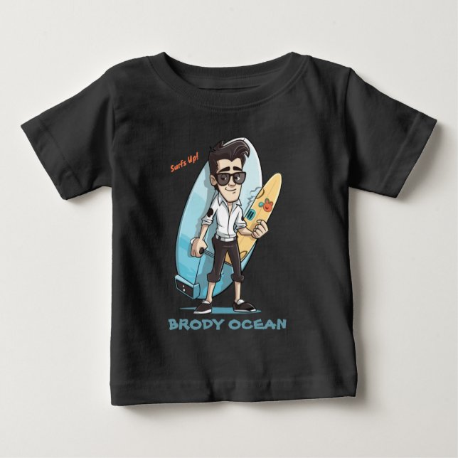Camiseta Para Bebê Brody Ocean Wavecrest (Frente)