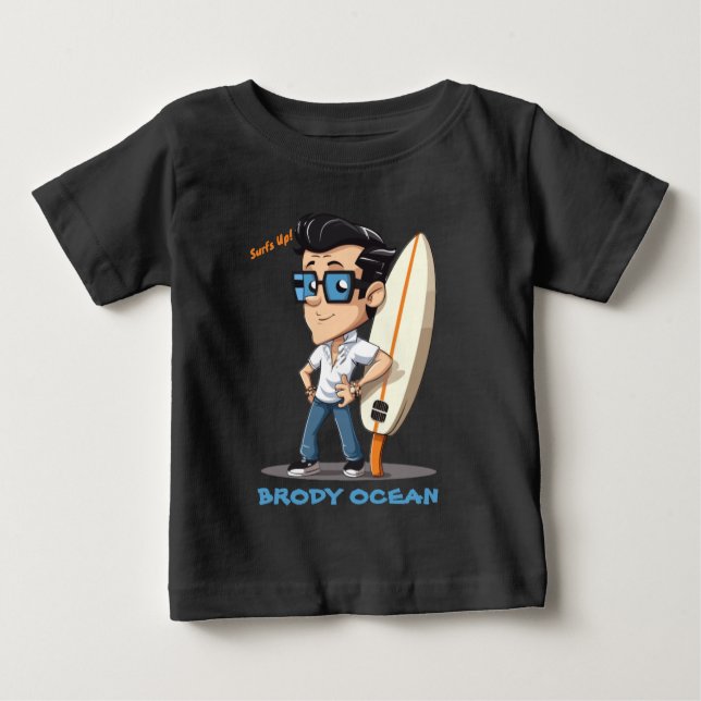 Camiseta Para Bebê Brody Ocean Wavecrest (Frente)