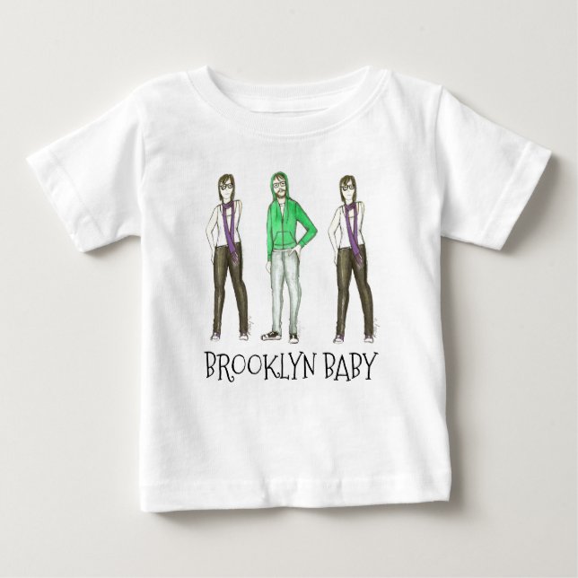 Camiseta Para Bebê Brooklyn Baby NYC Williamsburg Hipster Nova York (Frente)