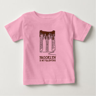 Camiseta Para Bebê Brooklyn é meu Namorados NYC Chocolate Bridge Love
