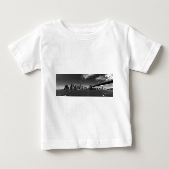 Camiseta Para Bebê Brooklyn Preto Panorâmico (Frente)