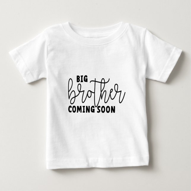 Camiseta Para Bebê Brother coming soon. Wordt binnenkort grote broer (Frente)
