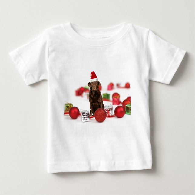 Camiseta Para Bebê Brown Labrador Cachorro Natal w presentes Papai No (Frente)