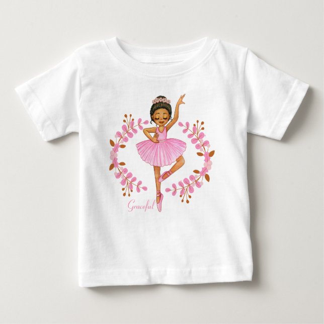 Camiseta Para Bebê Brunette Ballerina T-Shirt Graceful (Frente)