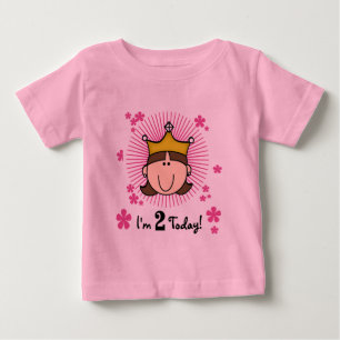 Camiseta Para Bebê Brunette Princess segundos aniversários e presente