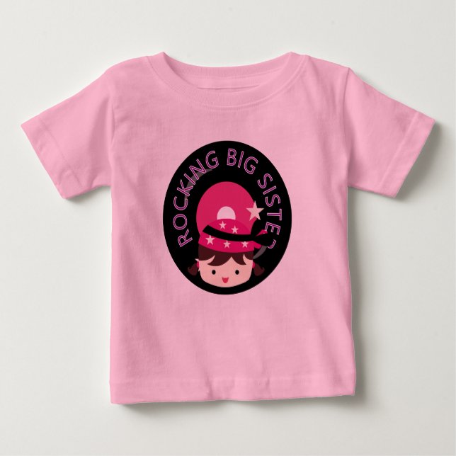 Camiseta Para Bebê Brunette Rocking Big Sister (Frente)