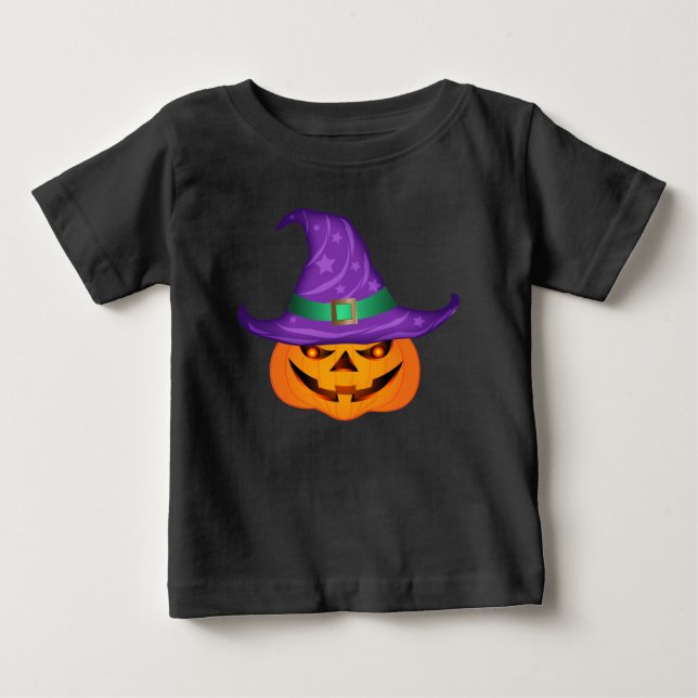 Camiseta Para Bebê Bruxa de Abóbora (Frente)