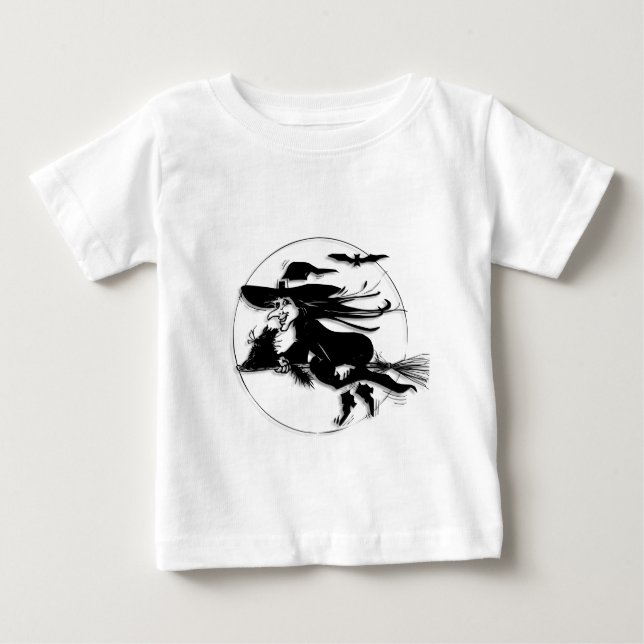 Camiseta Para Bebê Bruxa de Halloween (Frente)