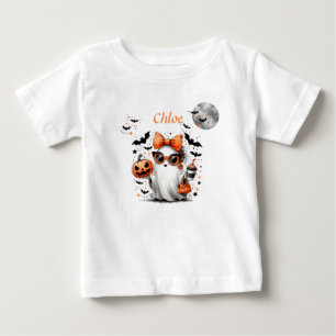 Camiseta Para Bebê Bruxa Fantasma Caprichosa Andando de Bicicleta